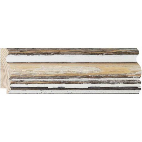 Moldura rustica con curvas en Madera y Blanco - 15x60mm