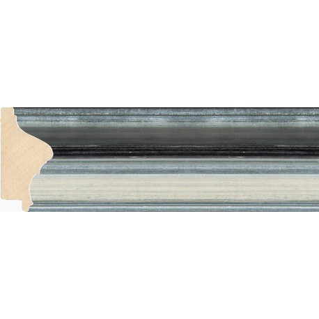 Moldura clásica en plata con franja negra - 34x72mm