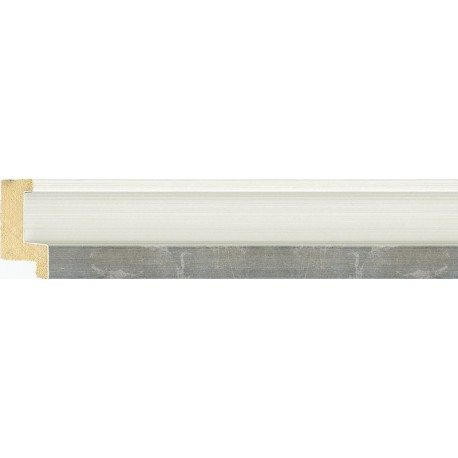 Moldura blanca con cauce y filo plateado - 21x45mm