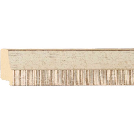 Moldura en blanco y madera con el filo rayado - 20x55mm